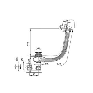 Слив-перелив Ravak X01745 полуавтомат 570 мм черный матовый