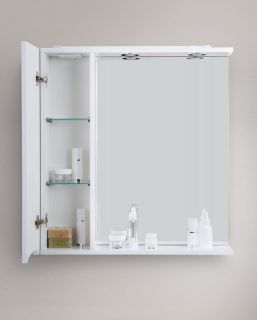 Зеркальный шкаф BelBagno с подсветкой левосторонний 70x75см Bianco Lucido MARINO-SPC-700/750-1A-BL-P-L