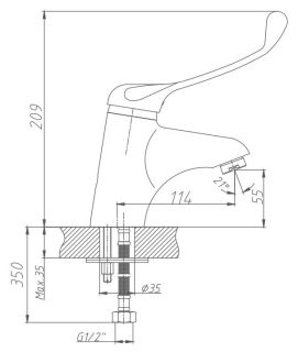Смеситель для раковины Haiba HB1054 с хирургической ручкой хром