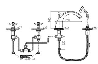 Смеситель на борт ванны Rav Slezak Morava retro MK169.5SSM бронза